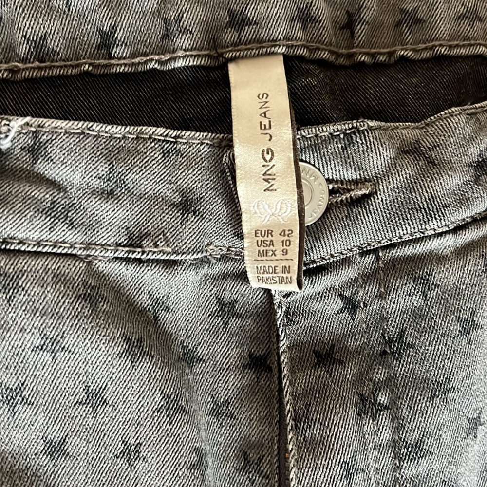 Women’s Gray with Black Stars Skinny Denim Jeans by MNG Jeans size 10 - Picture 3 of 4